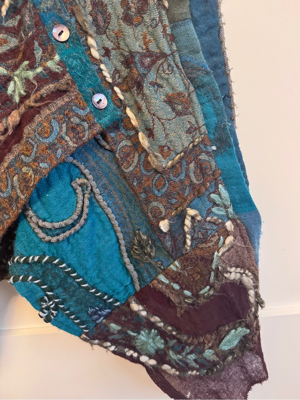 Anu By Natural Women's Colorful 100% Wool Vest Asymmetrical Art to Wear - Picture 9 of 11